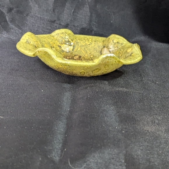 Rare hand blown yellow glass bowl, vintage - Picture 3 of 4